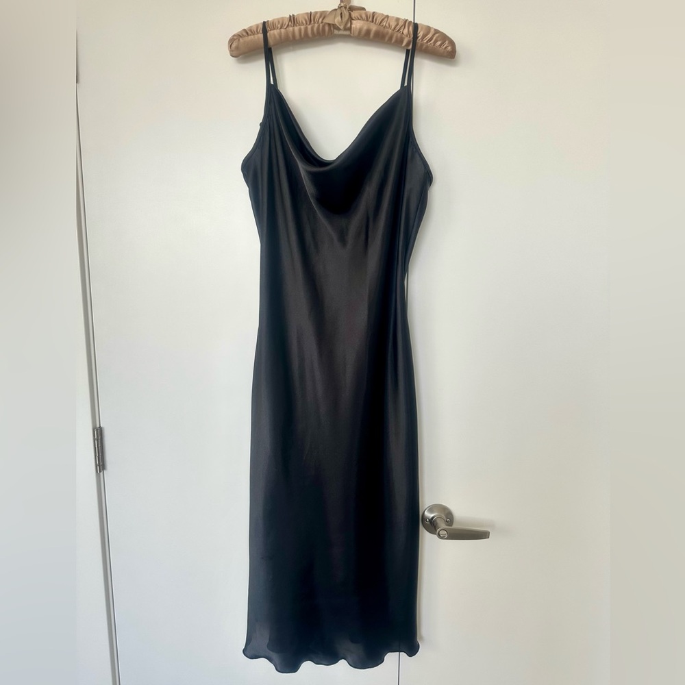 Vintage Bebe Slip Dress | Black Cowl Neck | Size Large | Made in USA